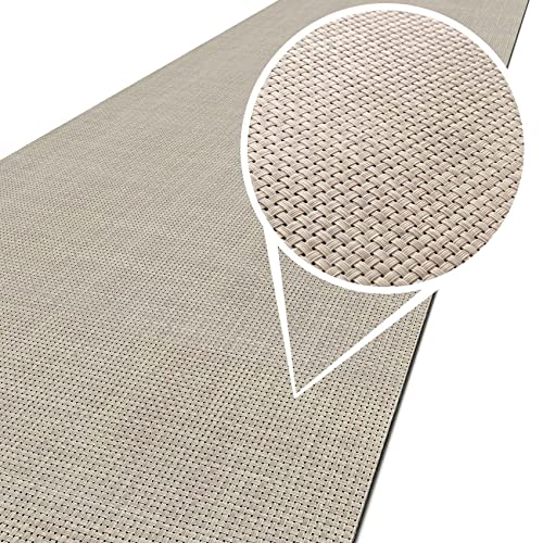 ANRO Läufer In-/Outdoor Teppich wasserfest Balkon Teppich auch für Balkon und Terasse Flur Bodenmatte wetterfest Sand Creme Abwaschbar 180 x 50cm von ANRO