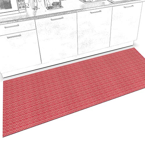 ANRO Läufer Teppich Küchenläufer Weich rutschfest anpassbar Velour Itaca Rot 65x240cm Viele Größen/Muster von ANRO