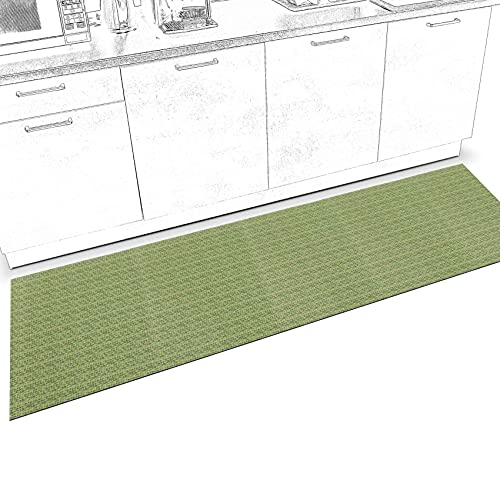 ANRO Läufer Teppich-Läufer Flur Küchenläufer rutschfest waschbar Teppichläufer Küchenteppich anpassbar Itaca Grün 120x50cm bis 5m Länge von ANRO