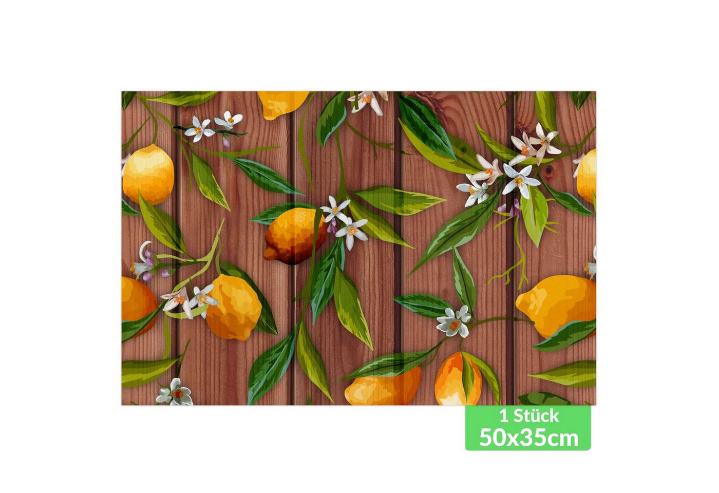 ANRO Platzset DEIN Platzdeckchen Servierdeckchen Soft Tischset Tellerunterleger, (Einzelstück, 1-St., einzelverpackt), Glatt, leichte Narbung 50x35cm Zitrone Holz von ANRO