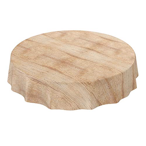 ANRO Runde PVC Tischdecke Holz Braun – Ohne Einfassung – Wasserabweisend & Alltagstauglich 120 cm (Rund) von ANRO