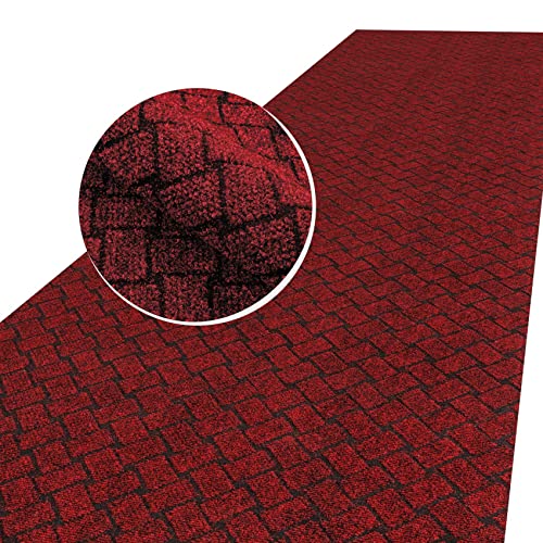 ANRO Schmutzfangmatte Flur Läufer Schmutzfangläufer Fußmatte Teppichläufer Flurteppich Türmatte Meterware Melbourne Rot 180x100cm von ANRO