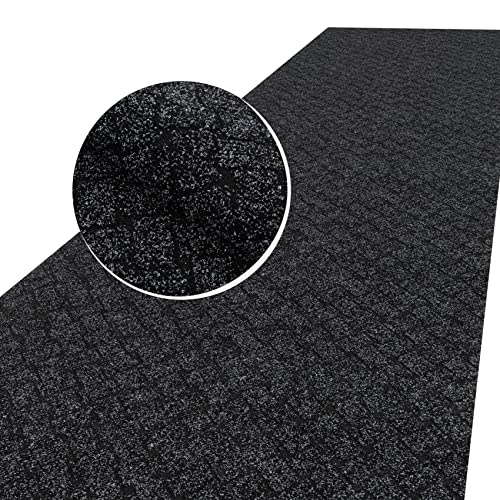 ANRO Schmutzfangmatte Flur Läufer Schmutzfangläufer Fußmatte Teppichläufer Flurteppich Türmatte Meterware Melbourne Schwarz 140x100cm von ANRO