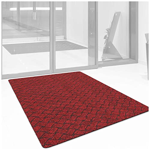 ANRO Schmutzfangteppich Matte Teppich Läufer Flurläufer Bodenbelag Schmutzfangläufer Sauberlaufmatte Fußmatte Melbourne Rot 90x150cm von ANRO