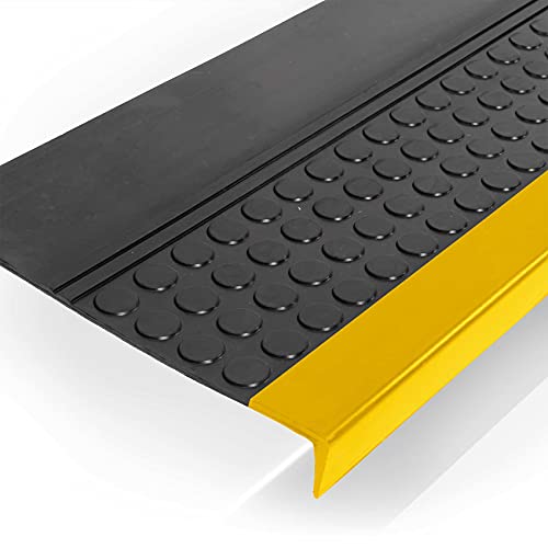 ANRO Stufenmatten Gummi außen/innen Treppenstufenmatten rutschfest Treppenstufen Matten gelb Größe 150x30x4cm von ANRO
