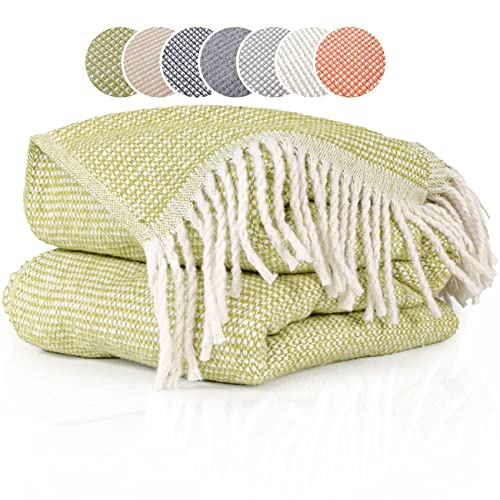 ANRO Tagesdecke Kuscheldecke Sofaüberwurf Couch Decke Sofadecke Wohnzimmerdecke Bettüberwurf mit Fransen Beatriz 150x200cm Grün von ANRO