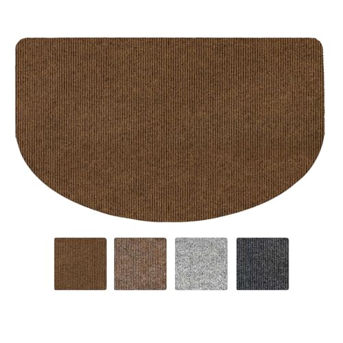 ANRO Teppich Fußmatte Schmutzfangmatte Fußabtreter Fußabstreifer Türvorleger Stribet Größe 45x75cm Carpet Hellbraun von ANRO