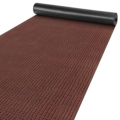 ANRO Teppich Läufer Flur Küchenteppich Schmutzfangmatte Sauberlaufmatte rutschfest Velours Braun 65x240cm Modern von ANRO