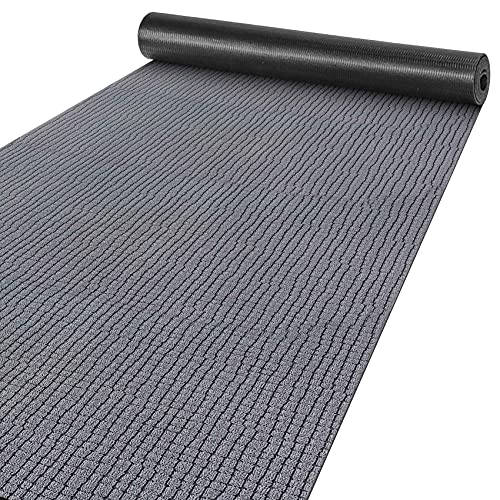 ANRO Teppich Läufer Flur Küchenteppich Schmutzfangmatte Sauberlaufmatte rutschfest Velours Grau 65x1000cm (10M) Modern von ANRO