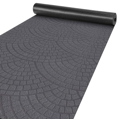 ANRO Teppich Läufer Küchenläufer Küchenteppich Läufer Flur Teppich Velours rutschfest waschbar für Flur, Schlafzimmer, Wohnzimmer, Küche Davis Anthrazit 100 x 100cm von ANRO