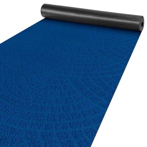 ANRO Teppich Läufer Küchenläufer Küchenteppich Läufer Flur Teppich Velours rutschfest waschbar für Flur, Schlafzimmer, Wohnzimmer, Küche Davis Blau 50 x 350cm von ANRO