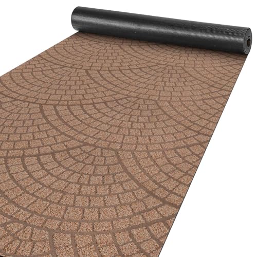 ANRO Teppich Läufer Küchenläufer Küchenteppich Läufer Flur Teppich Velours rutschfest waschbar für Flur, Schlafzimmer, Wohnzimmer, Küche Davis Braun 100 x 200cm von ANRO