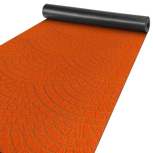 ANRO Teppich Läufer Küchenläufer Küchenteppich Läufer Flur Teppich Velours rutschfest waschbar für Flur, Schlafzimmer, Wohnzimmer, Küche Davis Orange 67 x 160cm von ANRO