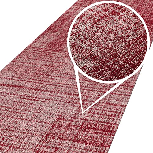 ANRO Teppich Läufer Wohnzimmer Flur Schlafzimmer Küche Küchenläufer Küchenteppich rutschfest Meterware Anton Rot 100 x 400cm Neuheit von ANRO