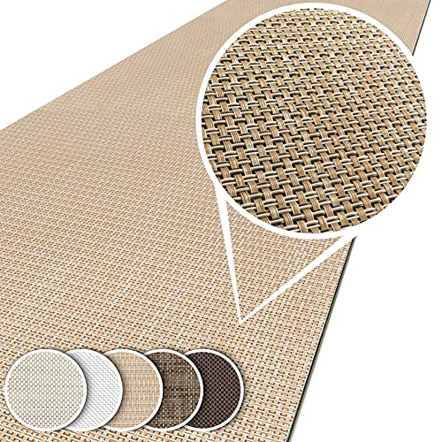 ANRO Teppichläufer Outdoorteppich wasserfest Balkon Teppich Terrassenteppich Flur Bodenmatte wetterfest Beige Abwaschbar 1000 x 50cm (10m) von ANRO