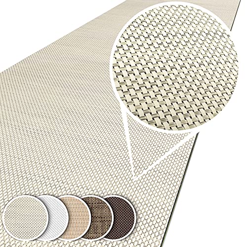 ANRO Teppichläufer Outdoorteppich wasserfest Balkon Teppich Terrassenteppich Flur Bodenmatte wetterfest Creme Abwaschbar 160 x 50cm von ANRO