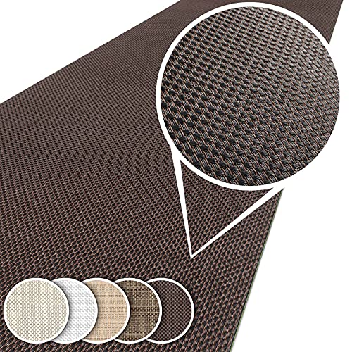 ANRO Teppichläufer Outdoorteppich wasserfest Balkon Teppich Terrassenteppich Flur Bodenmatte wetterfest Dunkelbraun Abwaschbar 350 x 50cm von ANRO