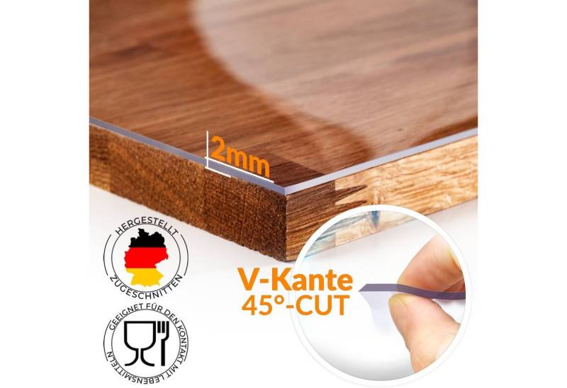 ANRO Tischdecke 2mm PVC Schutz Folie transparent Hochwertig (Einzelstück 1-tlg, 45G-Kante - ABGESCHRÄGT), Glänzend-Transparent Breite 40-50cm für Kommode, TV-Board, Regalböden von ANRO