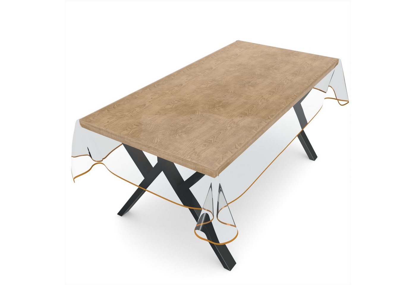 ANRO Tischdecke KLARA abwaschbar Tischfolie transparent Gartentischdecke 0,5mm (Einzelstück 1-tlg), wasserabweisend Durchsichtig Transparent Gelb 100x140cm von ANRO