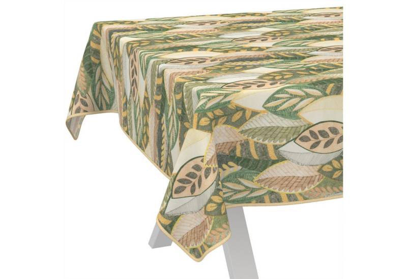 ANRO Tischdecke abwaschbar LANA Athena-Wald Tischwäsche (Einzelstück 1-tlg), wasserabweisend Athena-Wald Grün-Beige 90x130cm von ANRO