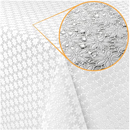 ANRO Tischdecke Lace Vinyl Wachstuch Häkel Spitze Optik Wasserfest Blumen Kamille Weiß 100x138cm ANRO Tischdecke Lace Vinyl Wachstuch Häkel Spitze Optik Wasserfest Blumen Kamille Weiß 100x138cm von ANRO