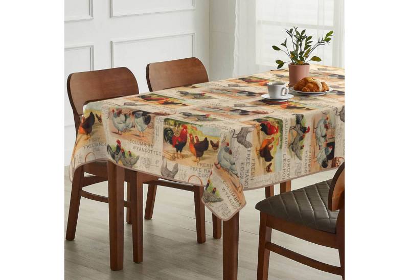 ANRO Tischdecke Stoff Digitalprint Tischtuch EasyClean ACRYL Beschichtet Tischwäsche (Einzelstück 1-tlg), auch als Gartentischdecke - ACRYL Beschichtet von ANRO