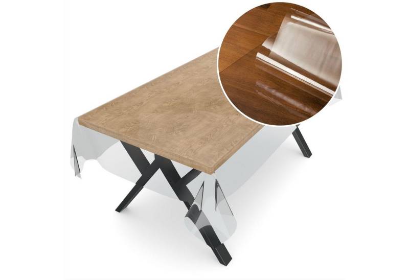 ANRO Tischdecke Tischdecke Klara Einfarbig Transparent Robust Wasserabweisend Breite, Glatt von ANRO