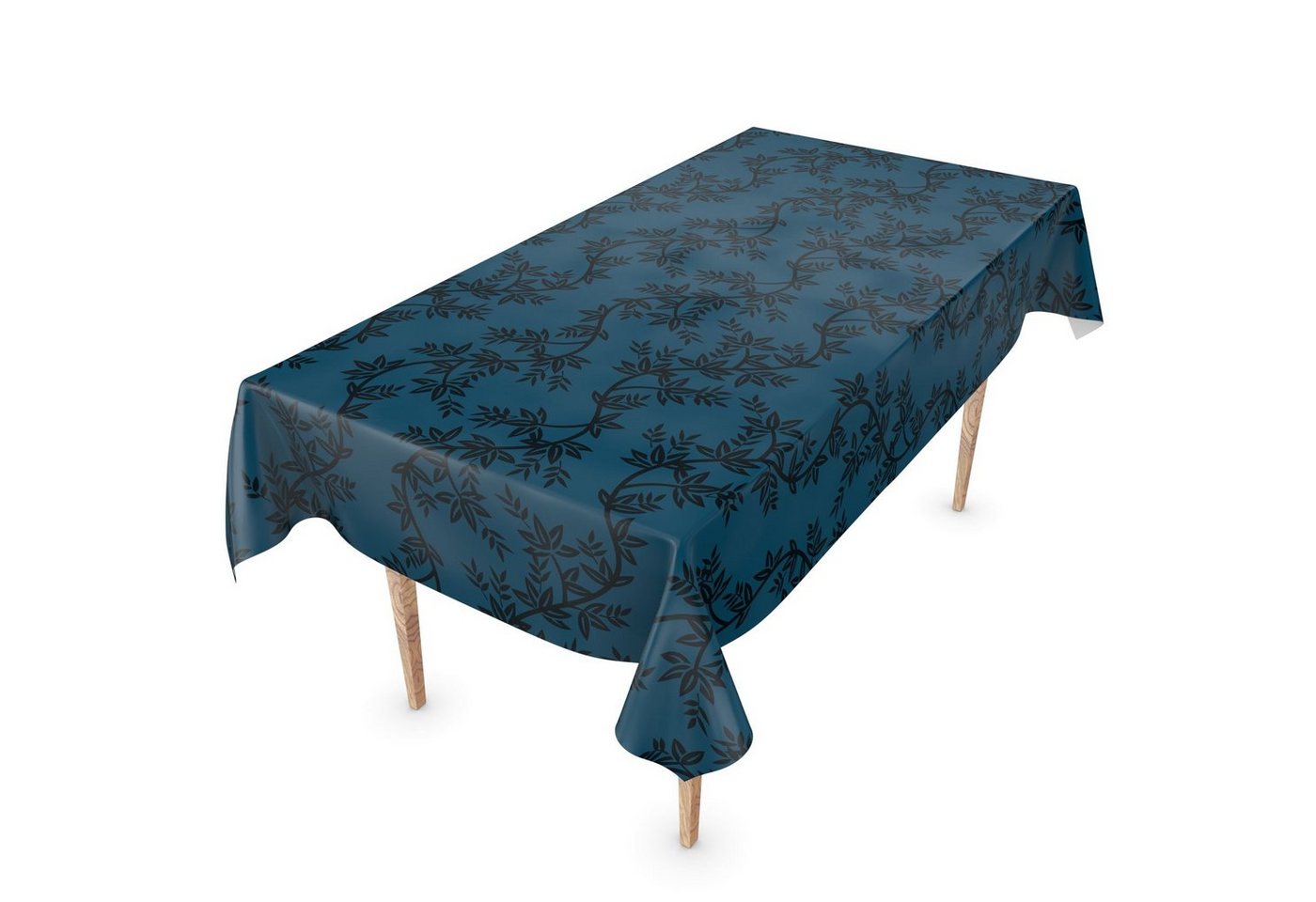 ANRO Tischdecke Tischdecke Wachstuch Blumen Blau Robust Wasserabweisend Breite 140 cm, Geprägt von ANRO