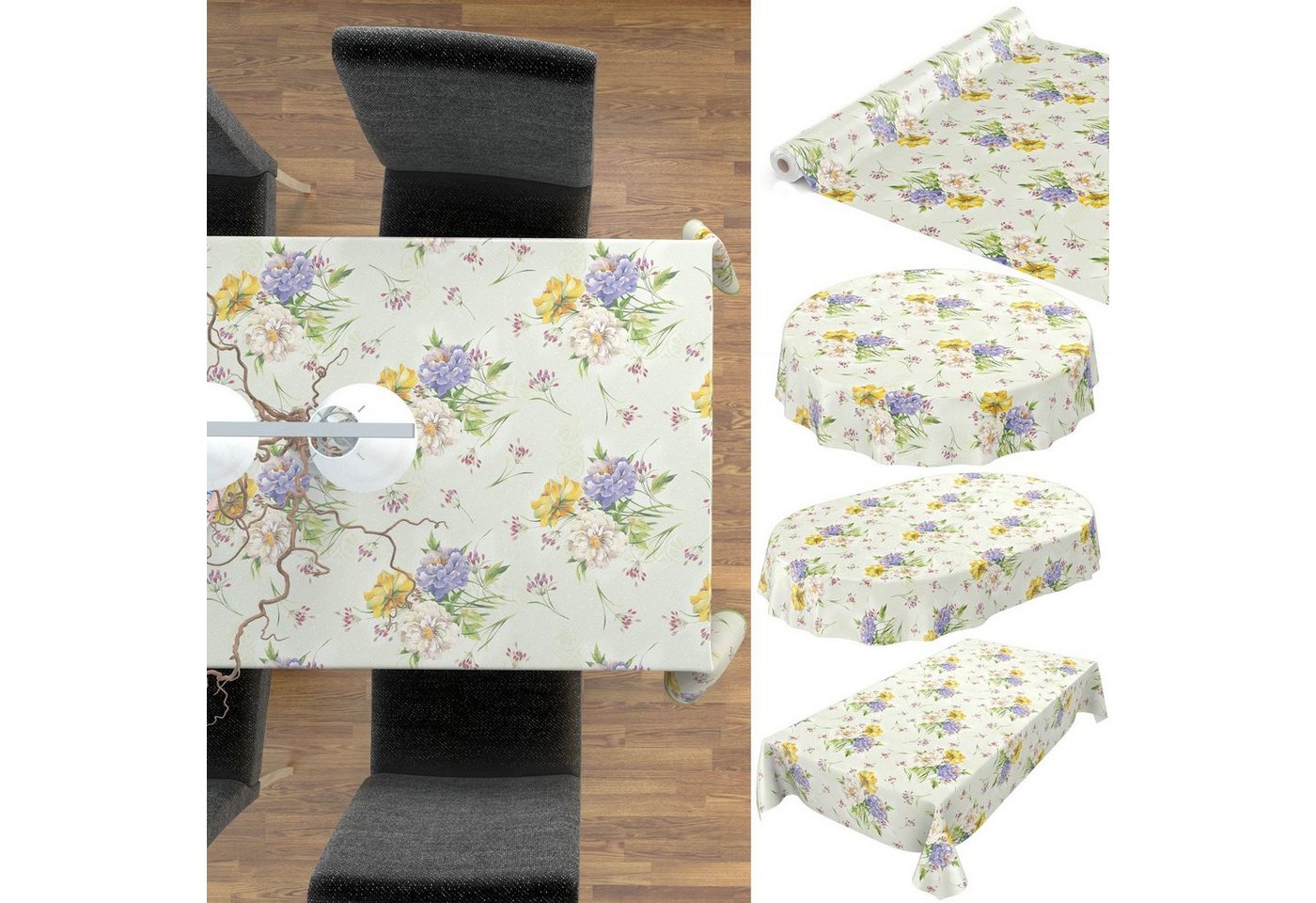 ANRO Tischdecke Tischdecke Wachstuch Blumen Grün Robust Wasserabweisend Breite 140 cm, Glatt ANRO Tischdecke Tischdecke Wachstuch Blumen Grün Robust Wasserabweisend Breite 140 cm, Glatt von ANRO