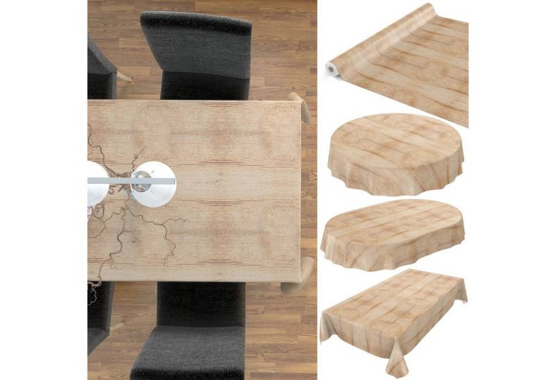 ANRO Tischdecke Tischdecke Wachstuch Holz Braun Robust Wasserabweisend Breite 140 cm, Glatt von ANRO