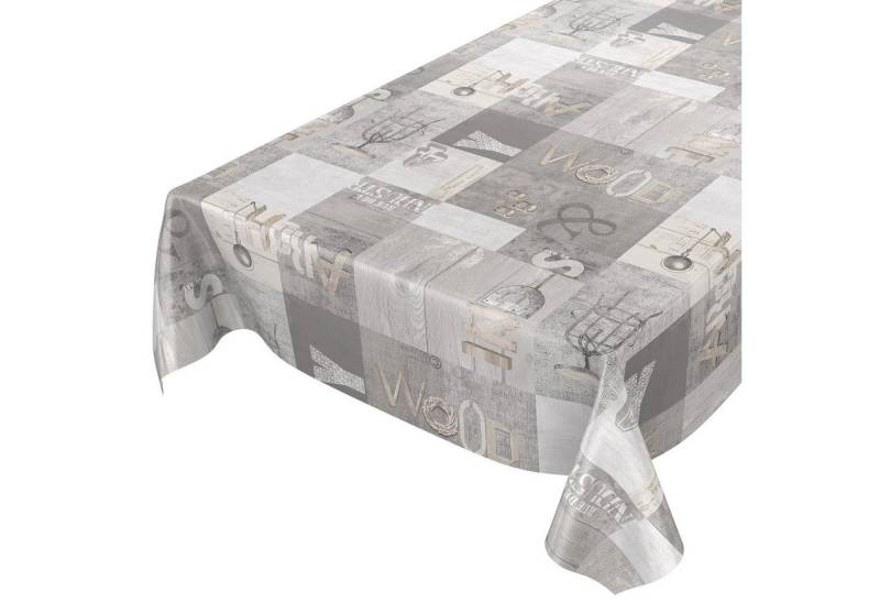 ANRO Tischdecke Tischdecke Wachstuch Holz Grau Robust Wasserabweisend Breite 140 cm, Geprägt von ANRO