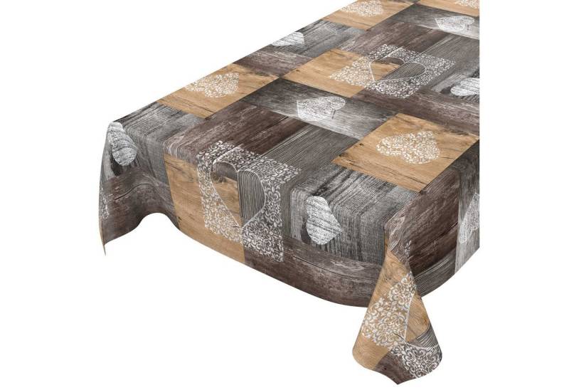 ANRO Tischdecke Tischdecke Wachstuch Holz Grau Robust Wasserabweisend Breite 140 cm, Geprägt von ANRO