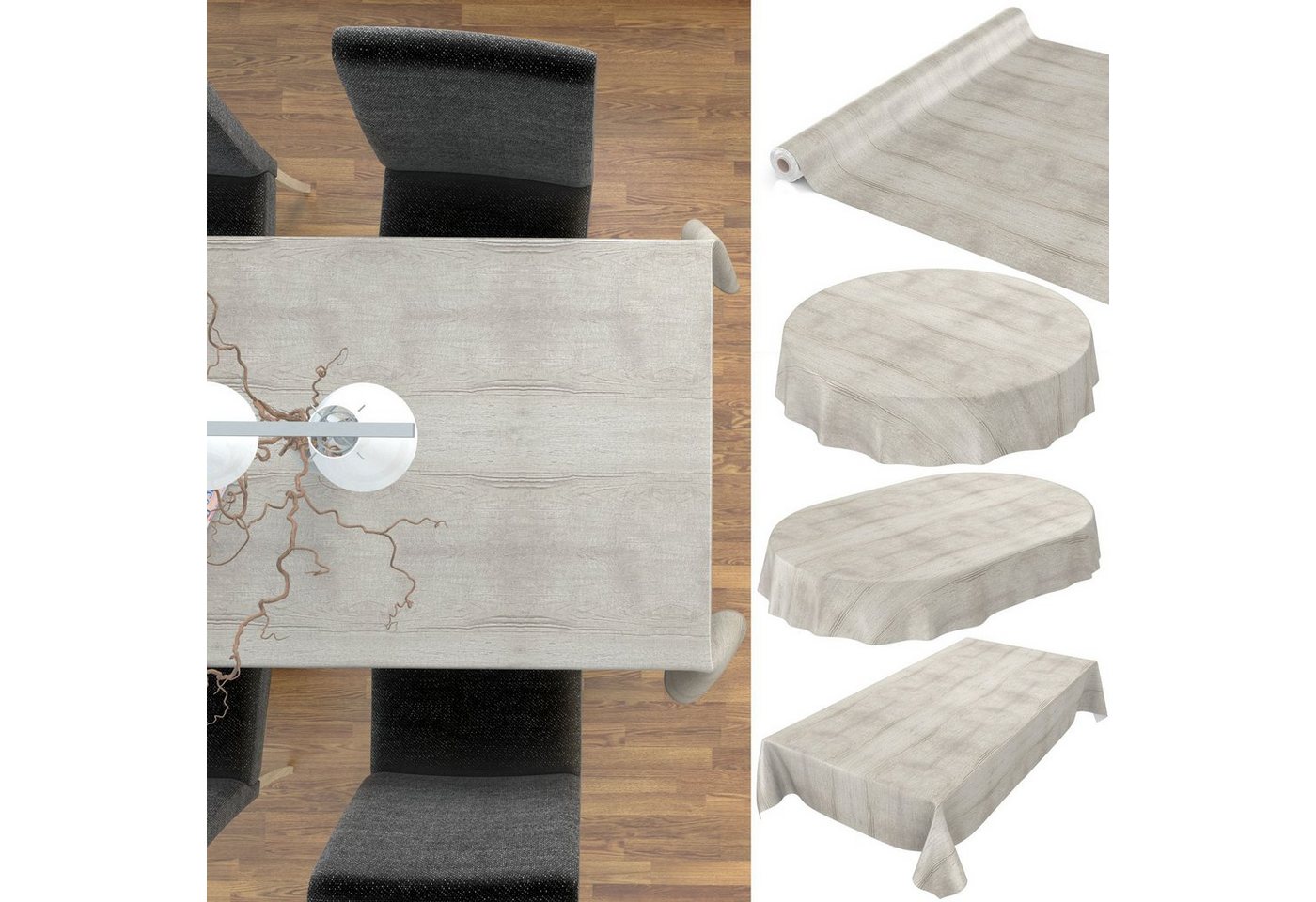 ANRO Tischdecke Tischdecke Wachstuch Holz Grau Robust Wasserabweisend Breite 140 cm, Glatt ANRO Tischdecke Tischdecke Wachstuch Holz Grau Robust Wasserabweisend Breite 140 cm, Glatt von ANRO