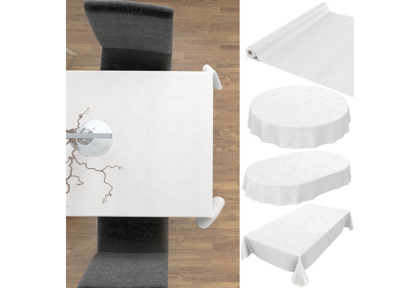 ANRO Tischdecke Tischdecke Wachstuch Premium Einfarbig Robust Wasserabweisend Breite, Geprägt Damast von ANRO