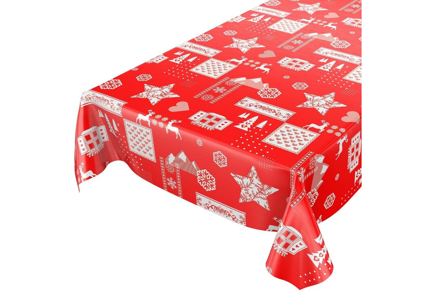 ANRO Tischdecke Tischdecke Wachstuch Weihnachten Rot Robust Wasserabweisend Breite, Geprägt von ANRO