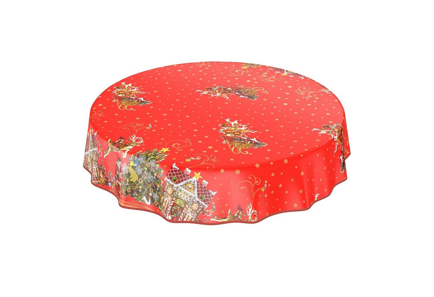 ANRO Tischdecke Tischdecke Wachstuch Weihnachten Rot Robust Wasserabweisend Breite, Glatt von ANRO