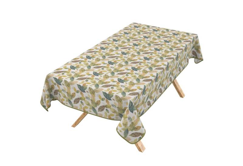 ANRO Tischdecke Wachstuch 3.0 abwaschbar Herbarium Tischwäsche (Einzelstück 1-tlg), wasserabweisend PU-Beschichtet Natur Gelb 100x140cm von ANRO