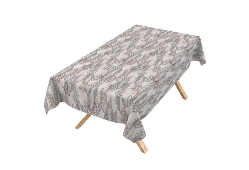 ANRO Tischdecke Wachstuch 3.0 abwaschbar Palmblätter Tischwäsche (Einzelstück 1-tlg), wasserabweisend PU-Beschichtet abstrakt Grau-Beige 100x140cm von ANRO