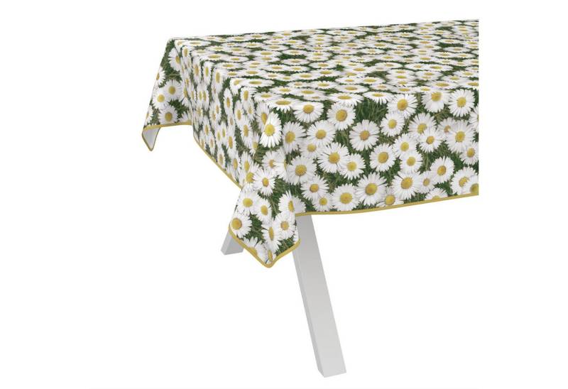ANRO Tischdecke Wachstuch abwaschbar Kamillen Tischwäsche (Einzelstück 1-tlg), wasserabweisend pflegeleicht Geblümt Grün Weiß 100x140cm von ANRO