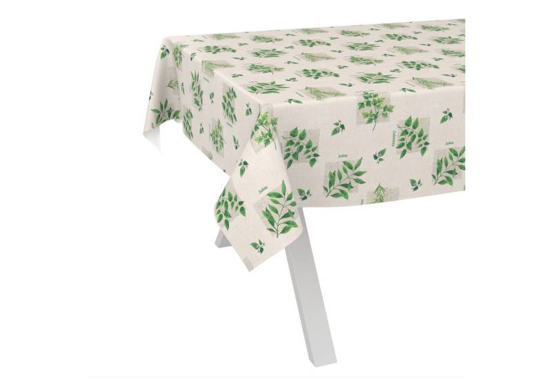 ANRO Tischdecke Wachstuch abwaschbar Kräuter Tischwäsche (Einzelstück 1-tlg), wasserabweisend pflegeleicht Botanic Beige Grün 100x140cm von ANRO