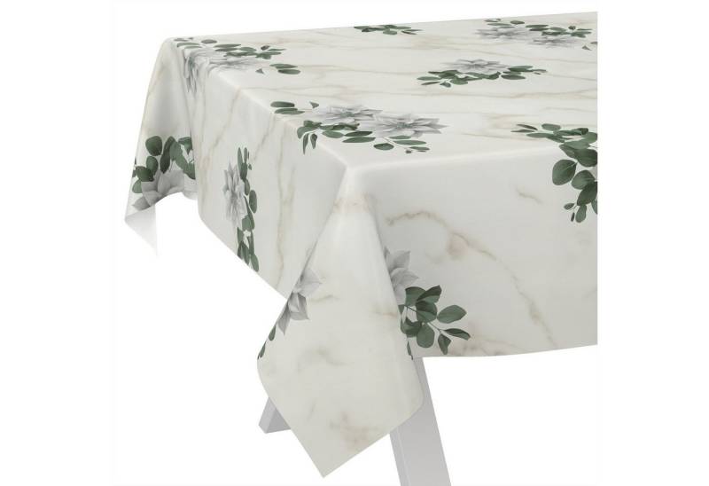 ANRO Tischdecke Wachstuch abwaschbar Marmor Blumen Tischwäsche (Einzelstück 1-tlg), wasserabweisend pflegeleicht Classic Hellgrau 100x140cm von ANRO