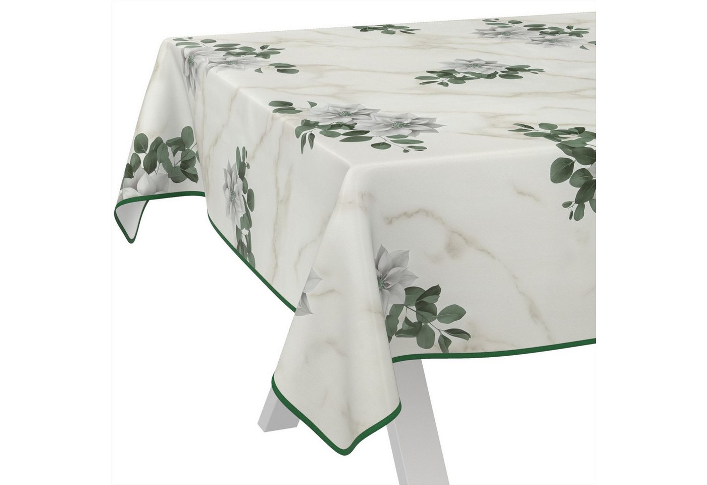 ANRO Tischdecke Wachstuch abwaschbar Marmor Blumen Tischwäsche (Einzelstück 1-tlg), wasserabweisend pflegeleicht Classic Hellgrau 100x140cm von ANRO