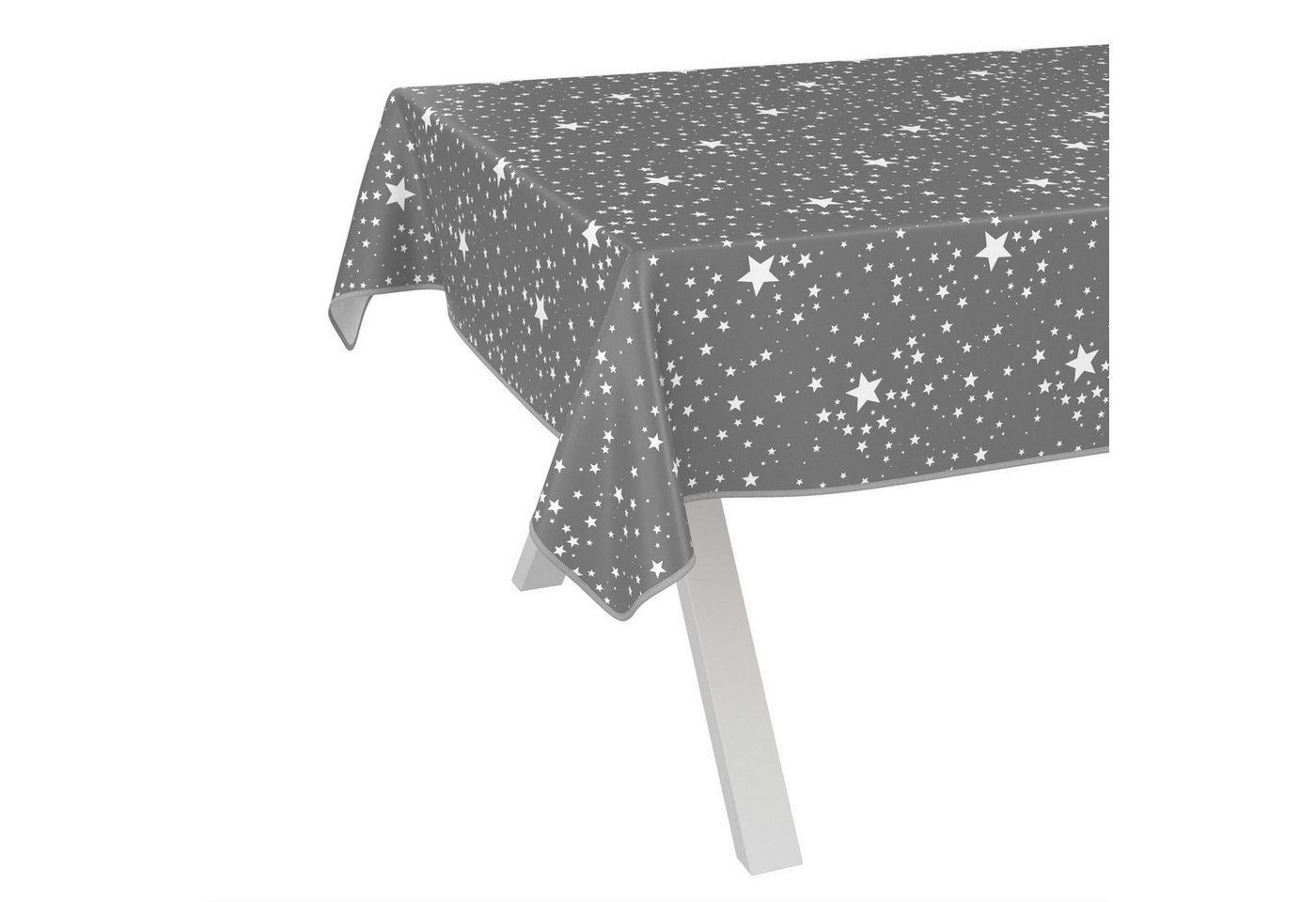 ANRO Tischdecke Wachstuch abwaschbar Sterne Tischwäsche (Einzelstück 1-tlg), wasserabweisend pflegeleicht Minimalistisch Grau 100x140cm von ANRO