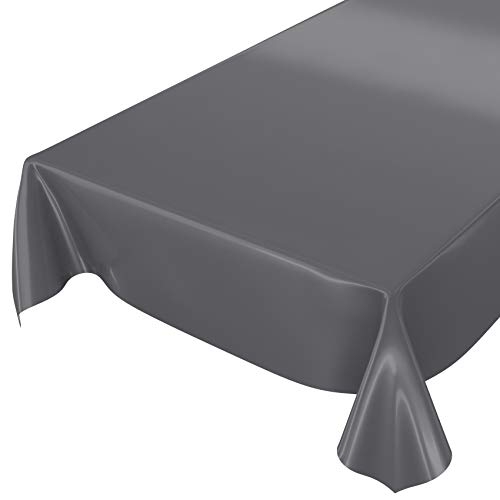 Wachstuchtischdecke Wachstuch abwaschbare Tischdecke Uni Glanz Einfarbig Anthrazit Schnittkante 200 x 140cm von ANRO