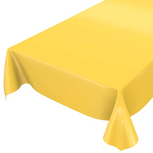 ANRO Tischdecke Wachstuch abwaschbar Wachstuchtischdecke Wachstischdecke Einfarbig Glänzend Gelb 220x140cm von ANRO