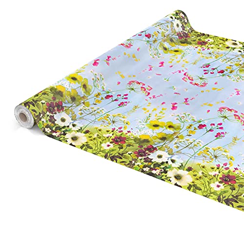 Wachtuchtischdecke abwaschbare Tischdecke Wachstuch Wildfeld Blumen Heide Mehrfarbig pflegeleicht 300x140cm von ANRO