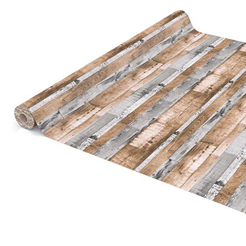 ANRO Tischdecke Wachstuch abwaschbar Wachstuchtischdecke Wachstischdecke Holz Diele Grau-Braun 2000x140cm (20m) von ANRO