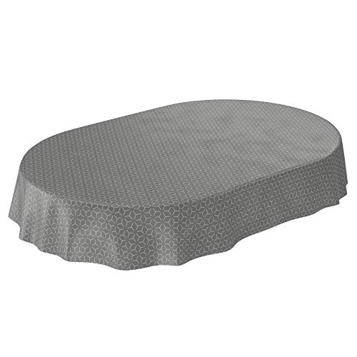 ANRO Tischdecke Wachstuch abwaschbar Wachstuchtischdecke Wachstischdecke Nordic Style Grau Oval 200x140cm von ANRO