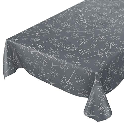 ANRO Tischdecke Wachstuch abwaschbar Wachstuchtischdecke Wachstischdecke Zweige Blätter Edel Silbereffekt Anthrazit 220x140cm ANRO Tischdecke Wachstuch abwaschbar Wachstuchtischdecke Wachstischdecke Zweige Blätter Edel Silbereffekt Anthrazit 220x140cm von ANRO