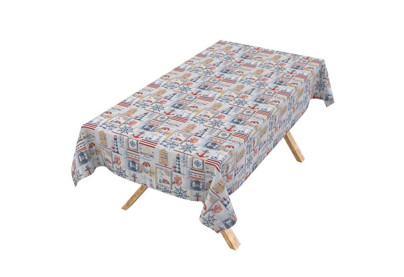 ANRO Tischdecke abwaschbar Tischtuch Baumwolle Polyester wasserabweisend (Einzelstück 1-tlg), wasserabweisend Beschichtet Patchwork Rot 100x140cm von ANRO